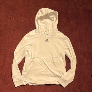 Adidas white hoodie with windbreaker material